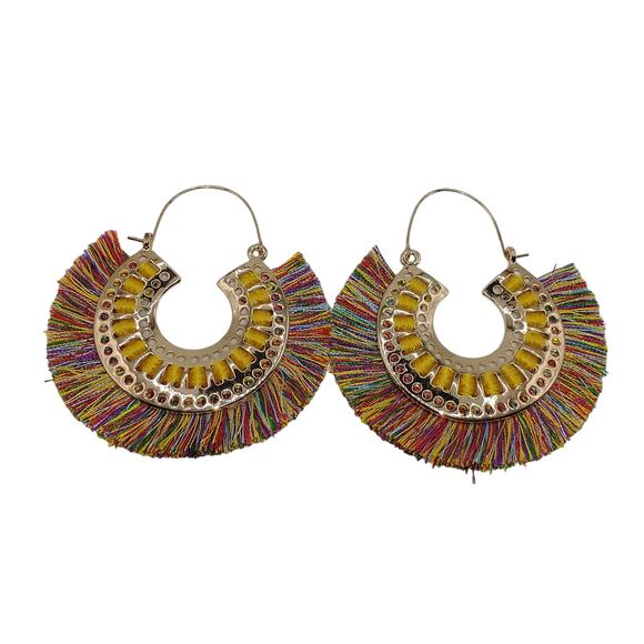 C&C California Multicolor Gold Tone Dangle Earrings Colorful Festive Beautiful - Picture 1 of 4